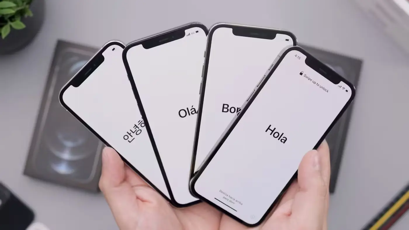 Wiadomość Hello na iPhone w różnych językach